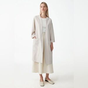 COS Organic Cotton Collarless Coat, Small